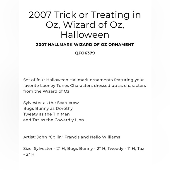 New Hallmark Keepsakes Trick-or-Treating in Oz ~Loony Tunes...